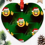 santa Emoji Christmas Ornament (Heart)