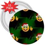 santa Emoji Christmas 3  Button (10 pack)