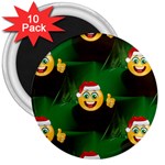 santa Emoji Christmas 3  Magnet (10 pack)