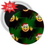 santa Emoji Christmas 3  Magnet (100 pack)