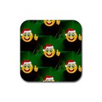 santa Emoji Christmas Rubber Coaster (Square)