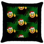 santa Emoji Christmas Throw Pillow Case (Black)