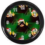 santa Emoji Christmas Wall Clock (Black)