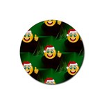 santa Emoji Christmas Rubber Coaster (Round)