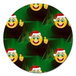 santa Emoji Christmas Magnet 5  (Round)