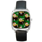 santa Emoji Christmas Square Metal Watch