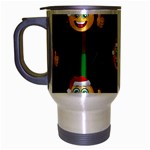 santa Emoji Christmas Travel Mug (Silver Gray)