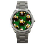 santa Emoji Christmas Sport Metal Watch