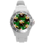 santa Emoji Christmas Round Plastic Sport Watch (L)