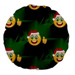 santa Emoji Christmas Large 18  Premium Round Cushion 