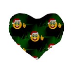 santa Emoji Christmas Standard 16  Premium Heart Shape Cushion 