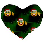 santa Emoji Christmas Large 19  Premium Heart Shape Cushion