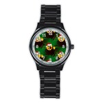 santa Emoji Christmas Stainless Steel Round Watch