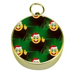 santa Emoji Christmas Gold Compass