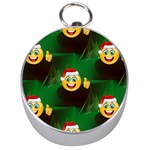 santa Emoji Christmas Silver Compass