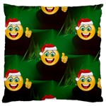 santa Emoji Christmas Large Flano Cushion Case (One Side)