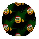 santa Emoji Christmas Large 18  Premium Flano Round Cushion 