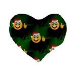 santa Emoji Christmas Standard 16  Premium Flano Heart Shape Cushion 