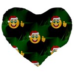 santa Emoji Christmas Large 19  Premium Flano Heart Shape Cushion