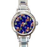 Christmas Monkey emoji Round Italian Charm Watch