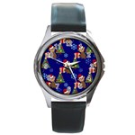 Christmas Monkey emoji Round Metal Watch