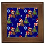 Christmas Monkey emoji Framed Tile