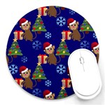 Christmas Monkey emoji Round Mousepad