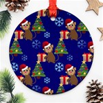 Christmas Monkey emoji Ornament (Round)