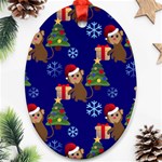 Christmas Monkey emoji Ornament (Oval)