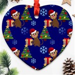 Christmas Monkey emoji Ornament (Heart)