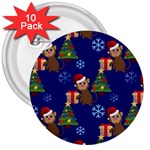 Christmas Monkey emoji 3  Button (10 pack)