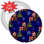 Christmas Monkey emoji 3  Button (100 pack)