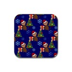 Christmas Monkey emoji Rubber Coaster (Square)