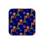 Christmas Monkey emoji Rubber Square Coaster (4 pack)