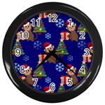 Christmas Monkey emoji Wall Clock (Black)