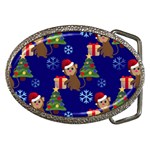 Christmas Monkey emoji Belt Buckle