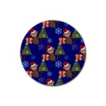 Christmas Monkey emoji Rubber Coaster (Round)