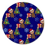 Christmas Monkey emoji Magnet 5  (Round)