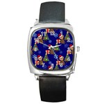 Christmas Monkey emoji Square Metal Watch