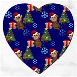 Christmas Monkey emoji Jigsaw Puzzle (Heart)