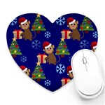 Christmas Monkey emoji Heart Mousepad