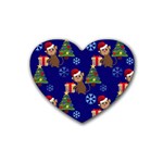 Christmas Monkey emoji Rubber Coaster (Heart)