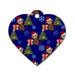 Christmas Monkey emoji Dog Tag Heart (One Side)