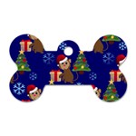 Christmas Monkey emoji Dog Tag Bone (One Side)