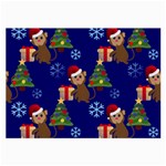 Christmas Monkey emoji Large Glasses Cloth (2 Sides)