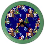 Christmas Monkey emoji Color Wall Clock