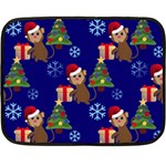 Christmas Monkey emoji Double Sided Fleece Blanket (Mini)