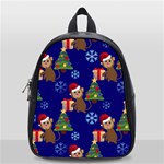 Christmas Monkey emoji School Bag (Small)