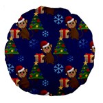 Christmas Monkey emoji Large 18  Premium Round Cushion 