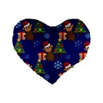 Christmas Monkey emoji Standard 16  Premium Heart Shape Cushion 